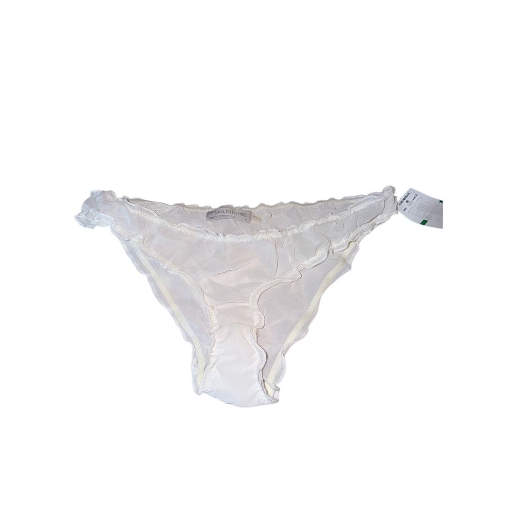 NWT flora nikrooz white bikini underwear panties large ruffle semi sheer bridal